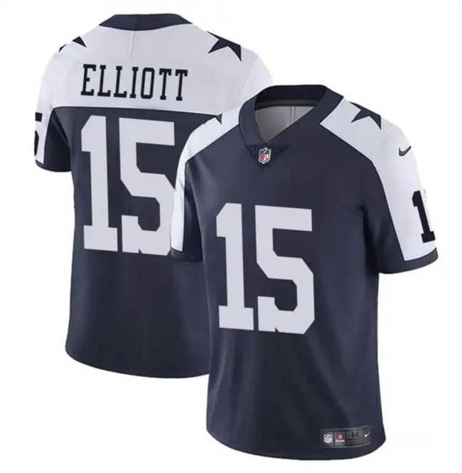 Men & Women & Youth Dallas Cowboys #15 Ezekiel Elliott Navy White Vapor Untouchable Thanksgiving Limited Stitched Jersey->dallas cowboys->NFL Jersey